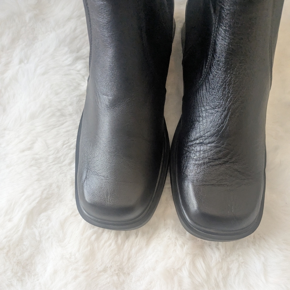 Naot Black Leather Square-Toe Booties